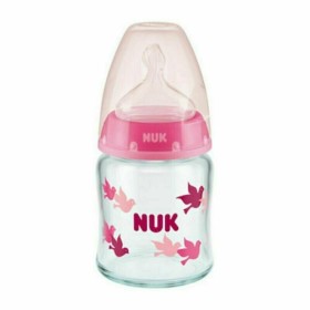 Nuk First Choice Plus Μπιμπερό Γυάλινο με Θηλή Σιλικόνης & Δείκτη Ελέγχου Θερμοκρασίας Ροζ 0-6m 120ml