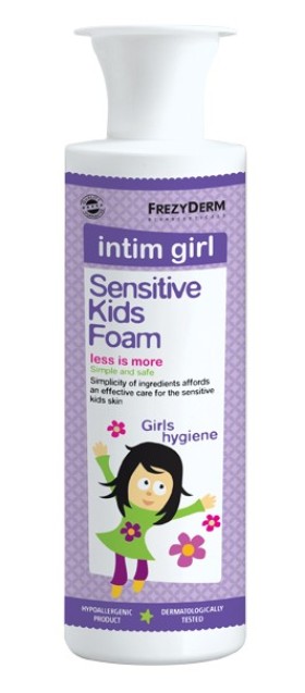 FrezyDerm Sensitive Kids Intim Girl Foam Αφρός Καθαρισμού Καθημερινής Υγιεινής της Ευαίσθητης Περιοχής 250ml