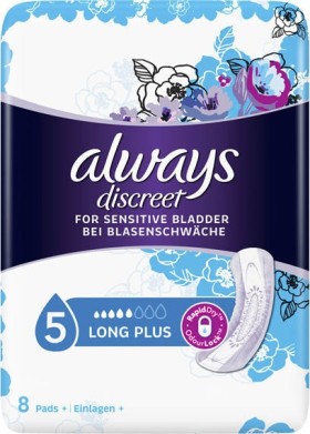 Always Discreet Lady Σερβιέτες Για Ακράτεια Long Plus Size 5 8τμχ