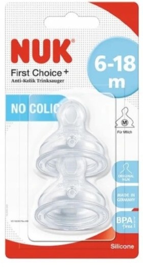 NUK First Choice+ Θηλή Σιλικόνης 6-18m Μεσαίας Οπής 2τμχ