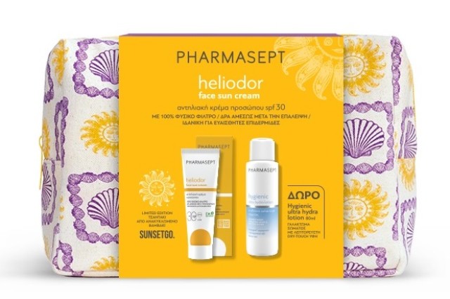 Pharmasept Promo Heliodor Face Sun Cream spf30 με Φυσικό Φίλτρο & Δώρο Hygienic Ultra Hydra Lotion Ενυδατικό Γαλάκτωμα Σώματος 80ml