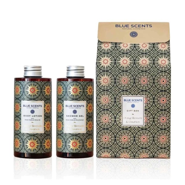 Blue Scents Gift Box Orange Blossom & Cinnamon Shower Gel 300ml+ Body Lotion 300ml