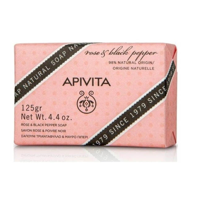 Apivita Natural Soap Σαπούνι με Τριαντάφυλλο & Μαύρο Πιπέρι 125g