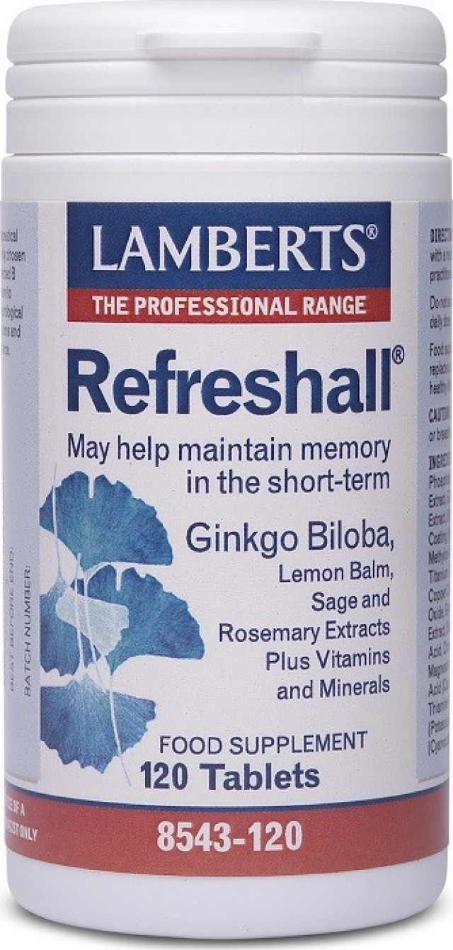 Lamberts Refreshall Συμπλήρωμα Διατροφής με Ginko Biloba για την Ενίσχυση της Μνήμης 120tabs
