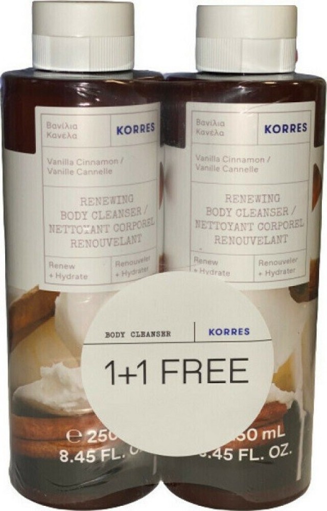Korres Body Cleanser Αφρόλουτρο Βανίλια & Κανέλα (1+1ΔΩΡΟ) 2x250ml