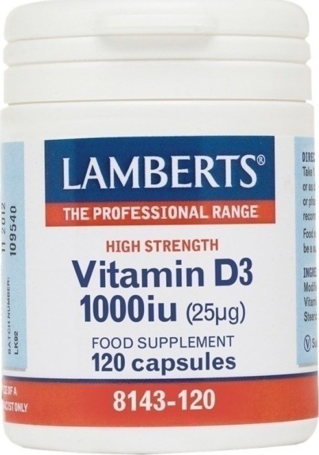 Lamberts Vitamin D3 1000iu Συμπλήρωμα Βιταμίνης D3 120Caps