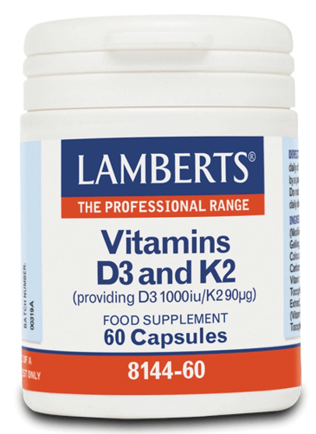 Lamberts Vitamin D3 1000iu & K2 90?g Σύμπλεγμα Βιταμίνης Κ2 & Βιταμίνης D 60Caps
