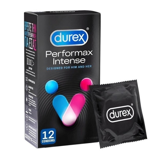 Durex Performax Intense Προφυλακτικά Με Κουκκίδες & Ραβδώσεις & Επιβραδυντικό Τζελ 12τμχ