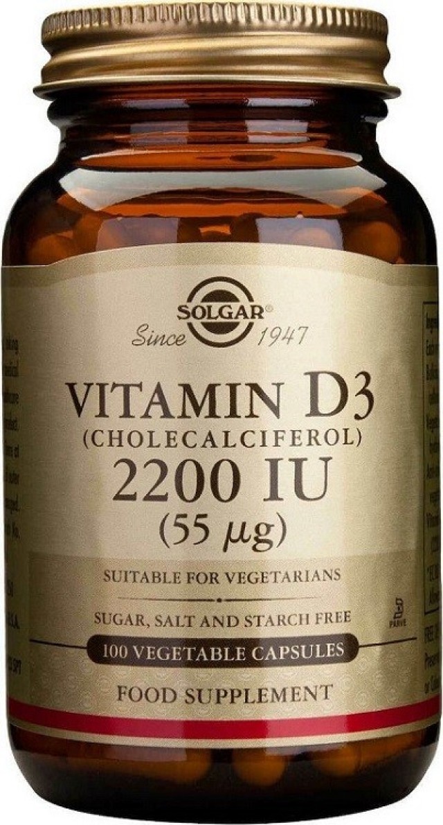Solgar Συμπλήρωμα Διατροφής Vitamin D3 2200IU 100Veg. Caps