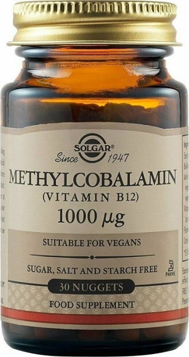 Solgar Methylcobalamin Βιταμίνη Β12 σε Μορφή Μεθυλοκοβαλιμίνης 1000mg  30Nuggets