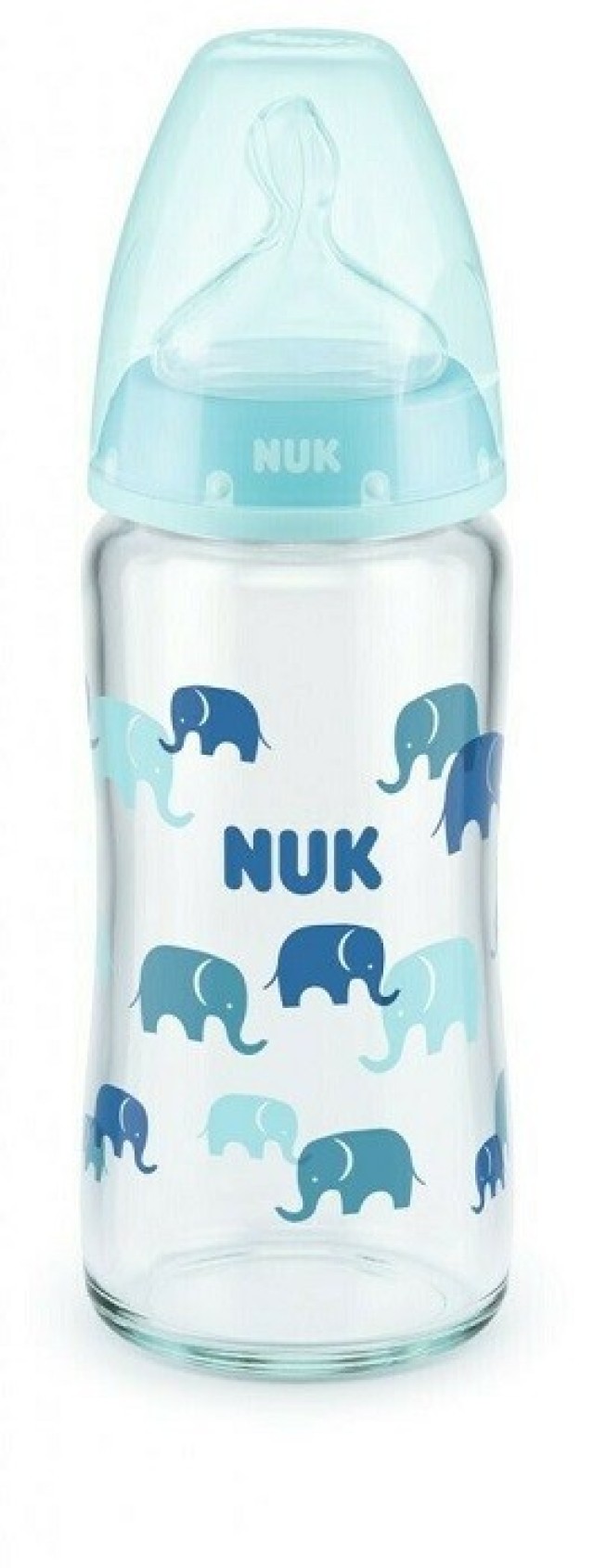 Nuk First Choice Plus Μπιμπερό Γυάλινο με Θηλή Σιλικόνης & Δείκτη Ελέγχου Θερμοκρασίας Μπλε 0-6m 240ml