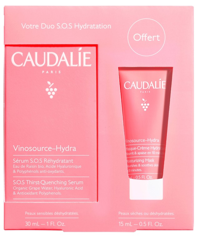 Caudalie Vinsource Πακέτο Ενυδάτωσης-Hydra S.O.S Serum 30ml & Vinosource Hydra Mask 15ml