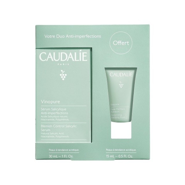 Caudalie Vinopure Promo Serum Κατά των Ατελειών+Vinopure Moisturizing Mattifying Fluid Ενυδατική Κρέμα Προσώπου 15ml