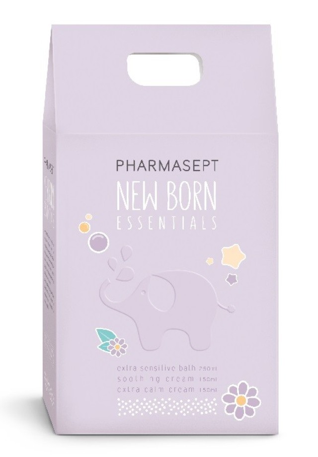 Pharmasept New Born Πακέτο Extra Sensitive Bath 250ml & Soothing Cream 150ml & Extra Calm Cream 150ml