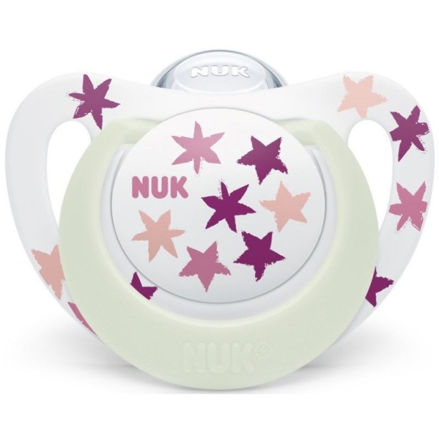 NUK Star Night Πιπίλα Σιλικόνης Ροζ 18-36m 1τμχ