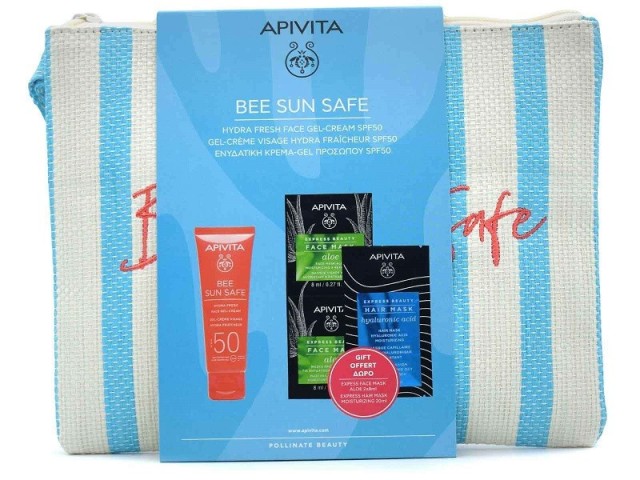 Apivita Promo Bee Sun Safe Hydra Fresh Face Gel-Cream SPF50 50ml & Δώρο Face Mask Aloe 2x8ml & Hair Mask Hyaluronic Acid 20ml