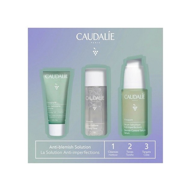 Caudalie Vinopure Promo Purifying Gel Cleanser 30ml & Purifying Toner 50ml & Blemish Control Salicylic Serum 30ml