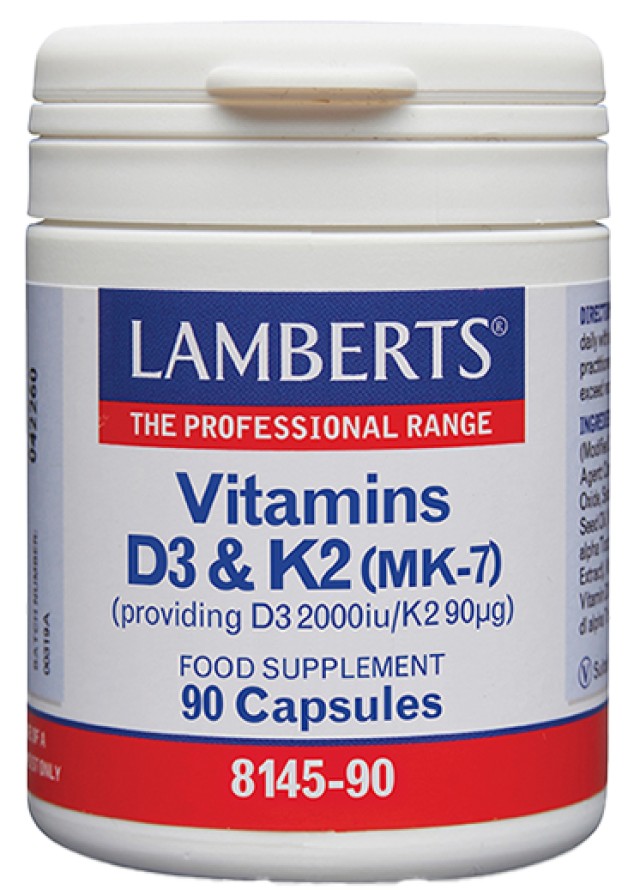 Lamberts Vitamin D3 2000iu & K2 90µg Σύμπλεγμα Βιταμίνης Κ2 & Βιταμίνης D 90Caps