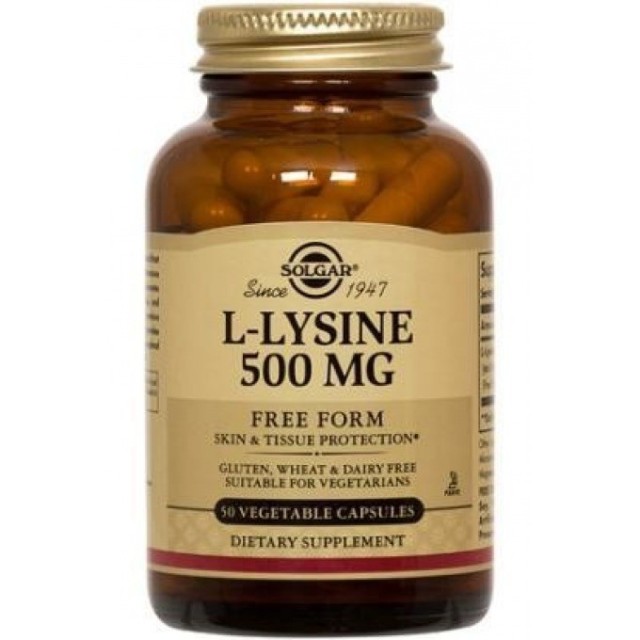 Solgar L-Lysine Συμπλήρωμα Διατροφής Λυσίνη 500mg 50Veg. Caps