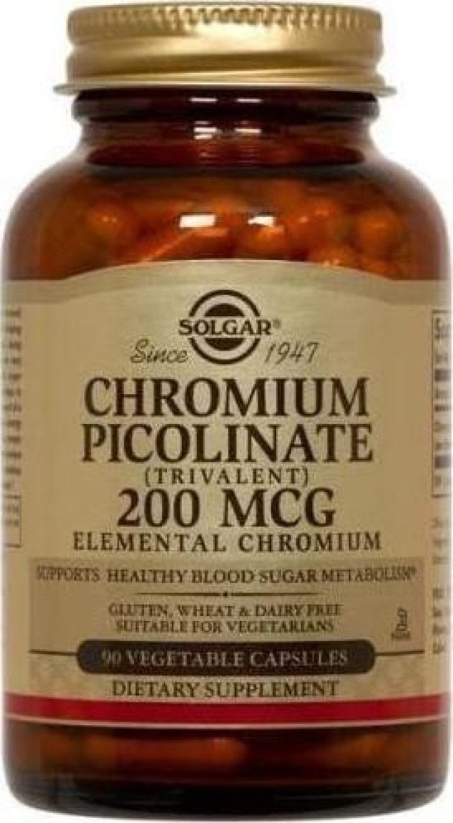 Solgar Chromium Picolinate Πικολινικό Xρώμιο 200mg 90Tabs