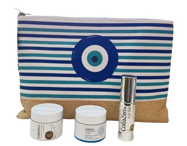 Collazen Promo Ριγέ Lunch Bag με Collagen Cream Αντιγηραντική Κρέμα Προσώπου 50ml - Eye Gel Κρέμα Ματιών 30ml και Δώρο Hyaluronic Cream Ενυδατική Κρέμα Προσώπου 50ml