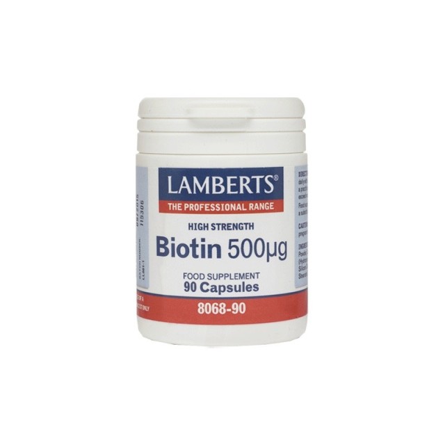 Lamberts Biotin 500mcg Βιοτίνη για την Υγεία του Δέρματος & των Μαλλιών 90Caps