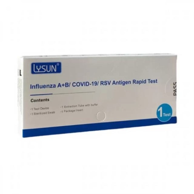 Lysun Influenza A+B / Covid-19 / RSV Antigen Rapid Test 1τμχ